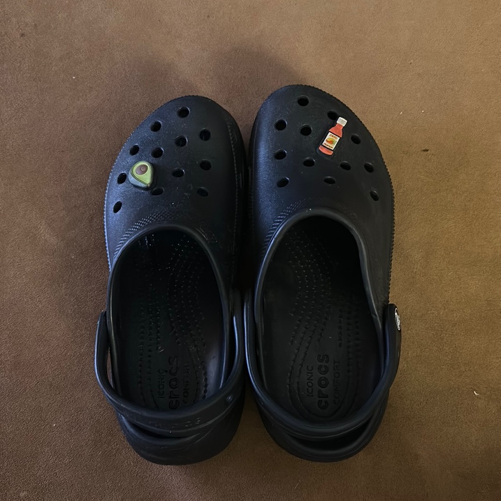 Black platform crocs
